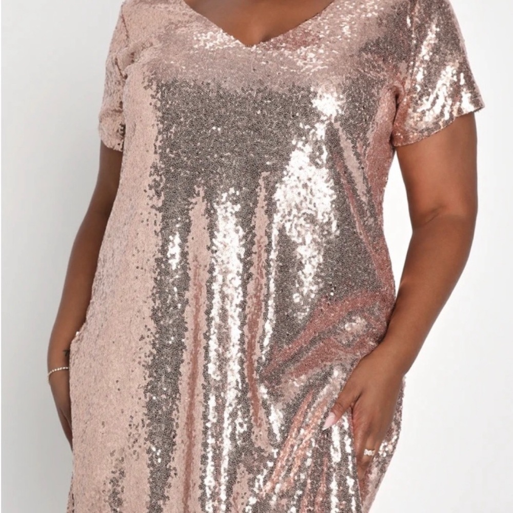 Lulus rose gold sequin dress - Picture 2 of 4